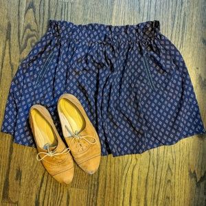 Mango Blue Bubble Mini Skirt with Smocked Tie Front
